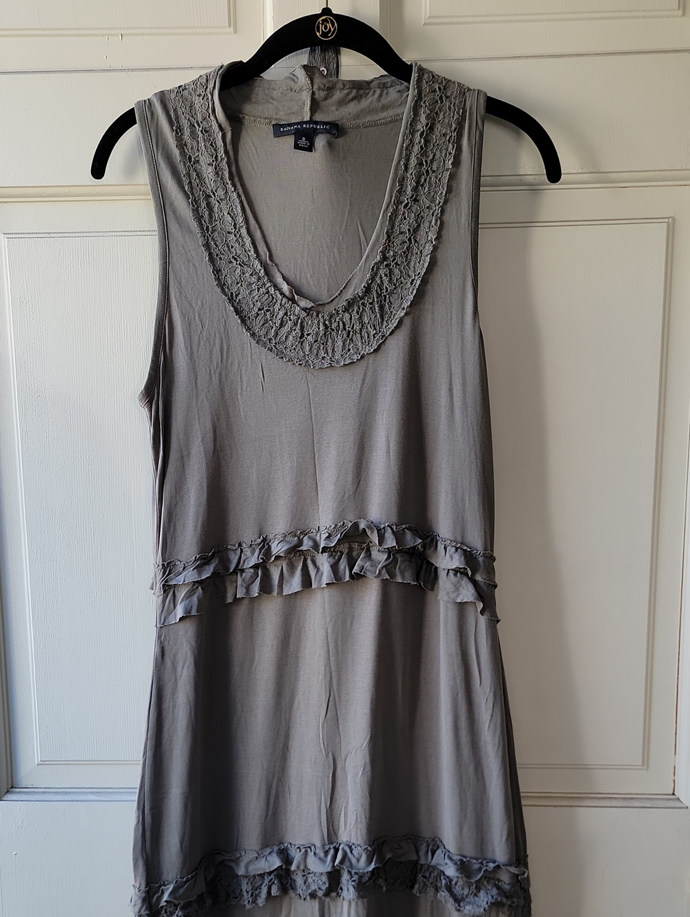 Banana Republic Lace-Trim V-Neck Tunic - Dress Gray-Green
